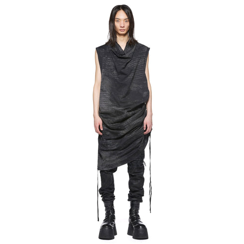 JULIUS 917KNM4 Bk Noise / Digital Noise Shirring Top